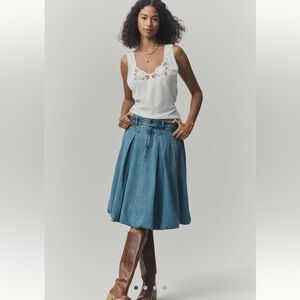 Anthropologie Pilcro bubble denim knee-length skirt